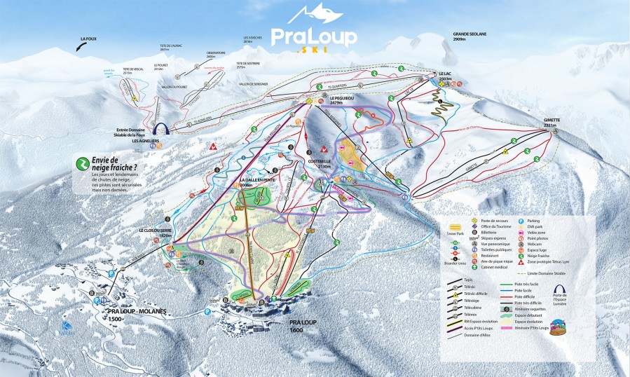 Pra Loup Ski Map ESPACE LUMIERE Ski Area
